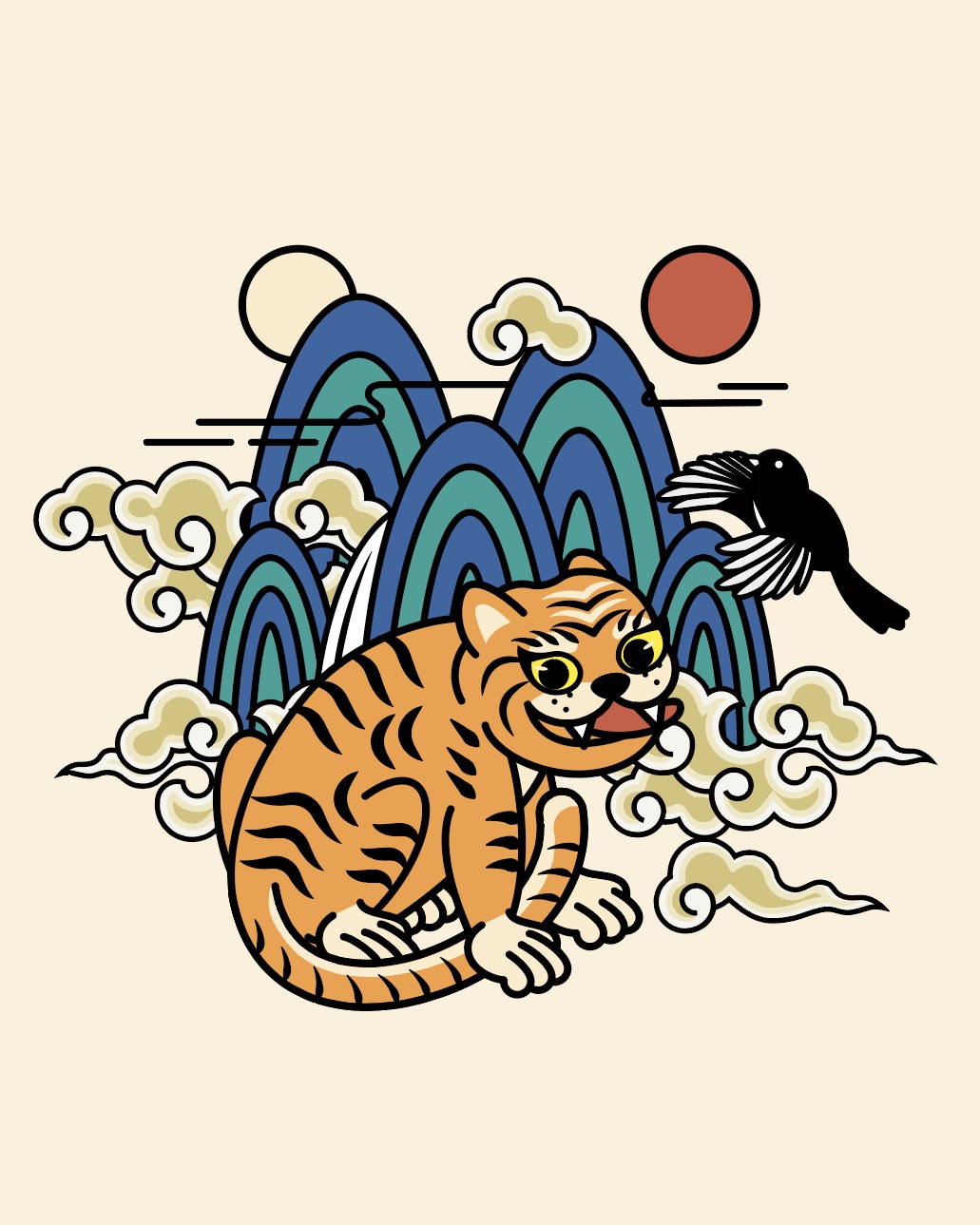 일월오봉도 호랑이 캐릭터