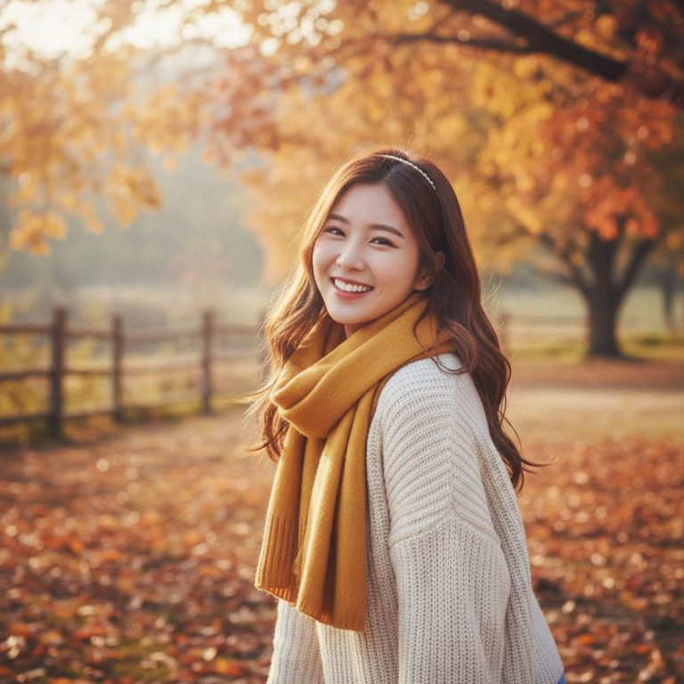 가을 20대 한국 여성 모델 AI 생성이미지