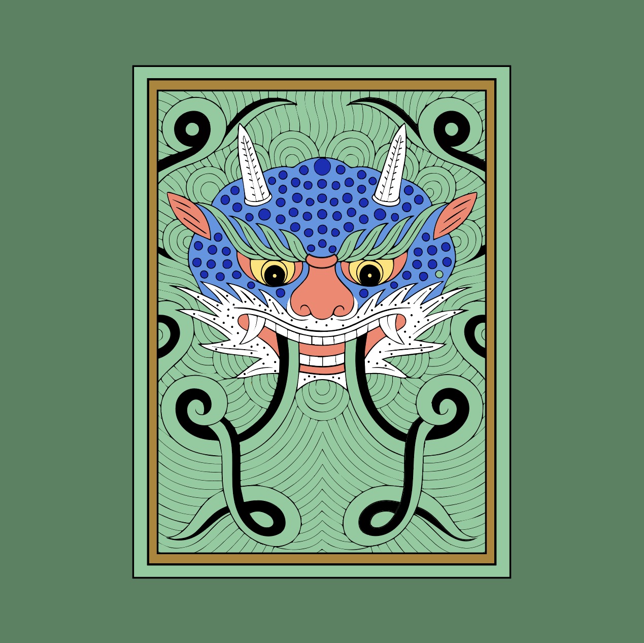 Download the Korean traditional temple mask goblin illustration