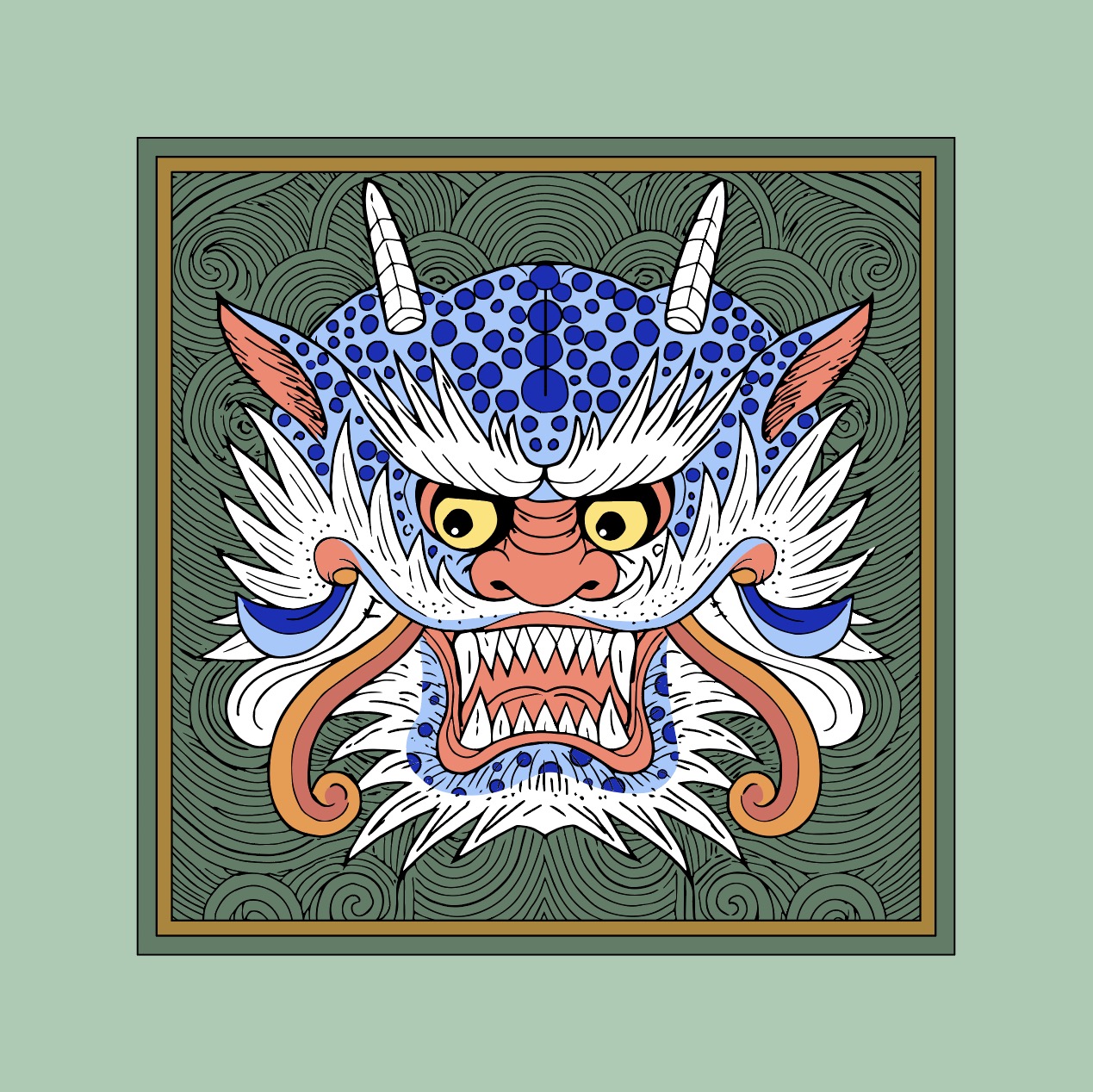 Download the traditional goblin mask design illustration