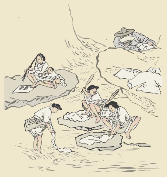 김홍도 길쌈 모사