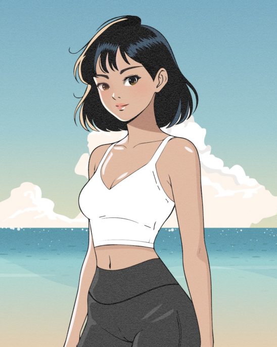 시티팝 해변의 여인