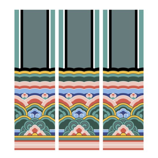 단청 연화머리초 패턴