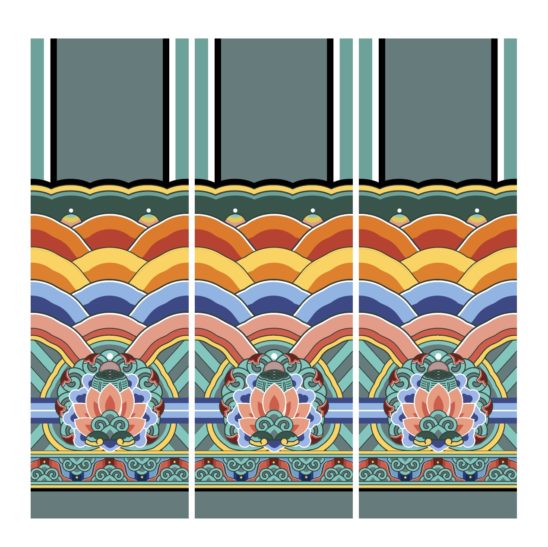 단청문양 연화병머리초 패턴