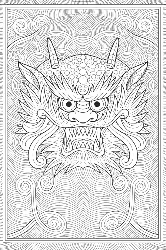 귀면화 도깨비 도안