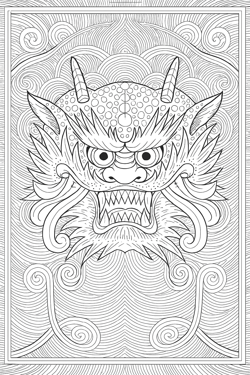 Download the masked goblin coloring book illustration png.