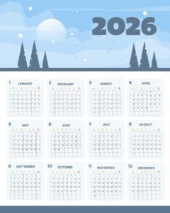 2026년 달력 월별 일러스트 다운로드 할 수 있는 ai 벡터 이미지입니다- 어반브러시