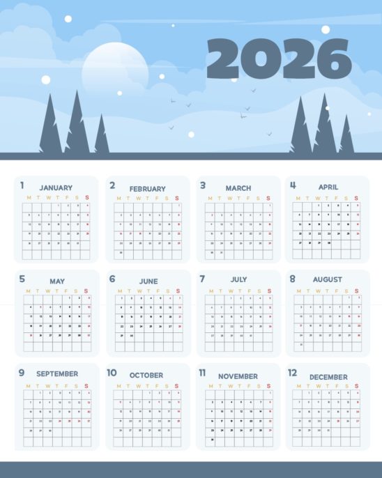 2026년 달력 월별 일러스트 다운로드 할 수 있는 ai 벡터 이미지입니다- 어반브러시