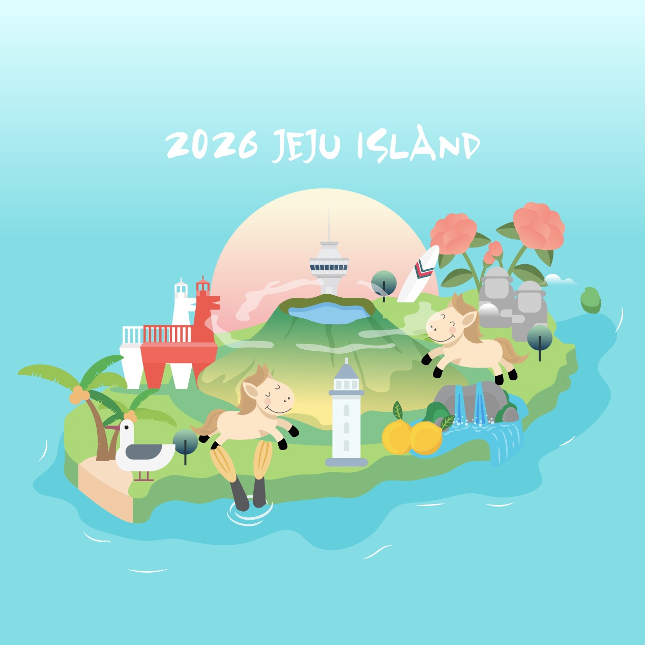 Download the Jeju Island illustration for the Year of the Horse in 2026.