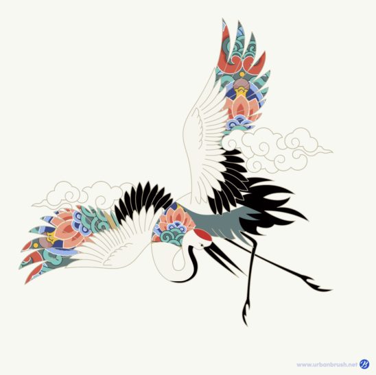 단청 학 두루미 일러스트 다운로드 할 수 있는 ai 벡터 이미지입니다- 어반브러시