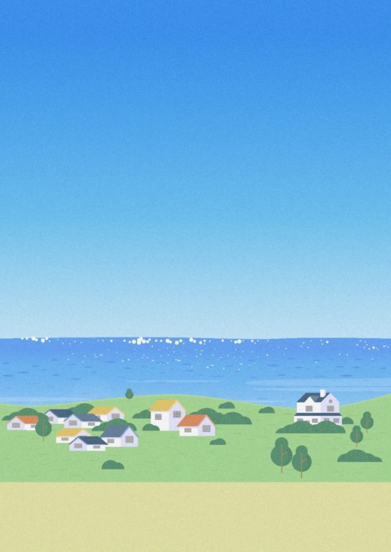 바닷가 마을 일러스트 배경 다운로드 할 수 있는 ai 벡터 이미지입니다- 어반브러시