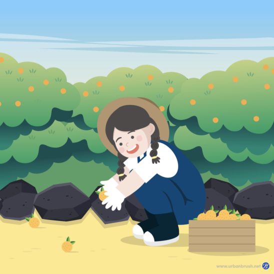 귤 농장 체험 어린이 다운로드 할 수 있는 ai 벡터 이미지입니다- 어반브러시