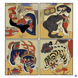 계견사호도 벽사도 일러스트 복원 다운로드 할 수 있는 ai 벡터 이미지입니다- 어반브러시