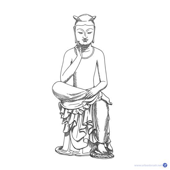 반가사유상 스케치 일러스트 고화질 다운로드 할 수 있는 ai 벡터 이미지입니다- 어반브러시
