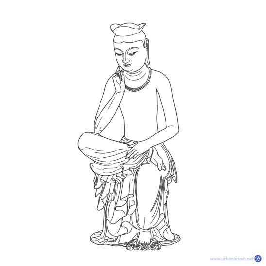 반가사유상 색칠공부 일러스트 벡터 다운로드 할 수 있는 ai 벡터 이미지입니다- 어반브러시