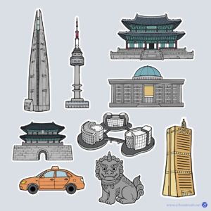 서울 명소 관광 스티커 다운로드 할 수 있는 ai 벡터 이미지입니다- 어반브러시