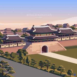 전주 풍남문 풍경 일러스트 다운로드 할 수 있는 ai 벡터 이미지입니다- 어반브러시