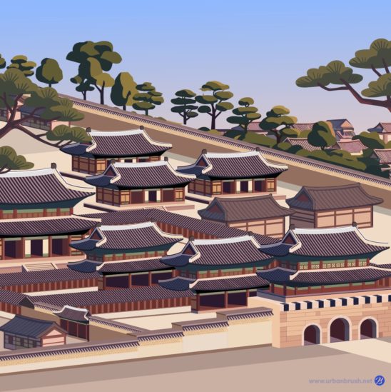 경복궁 광화문 전경 일러스트 다운로드 할 수 있는 ai 벡터 이미지입니다- 어반브러시