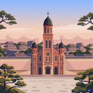 전주 전동성당 풍경 일러스트 다운로드 할 수 있는 ai 벡터 이미지입니다- 어반브러시