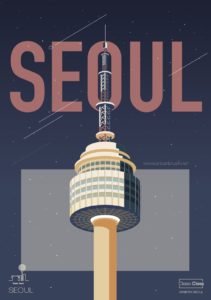 서울 남산타워 야간 포스터 다운로드 할 수 있는 ai 벡터 이미지입니다- 어반브러시
