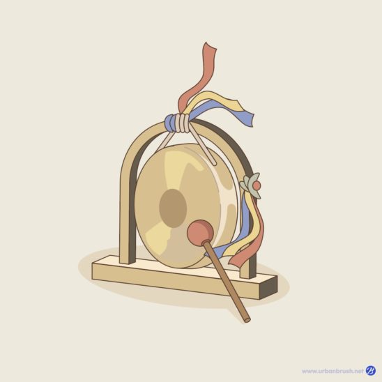 전통악기 징 일러스트 벡터 다운로드 할 수 있는 ai 벡터 이미지입니다- 어반브러시