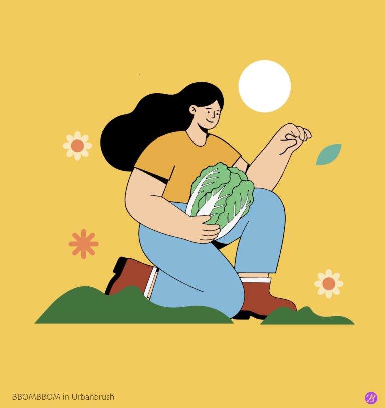 배추 농사 삽화 일러스트 벡터 다운로드