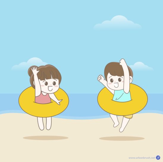 어린이 바다 튜브 물놀이 다운로드 할 수 있는 ai 벡터 이미지입니다- 어반브러시