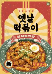 떡볶이 옛날 포스터 디자인 다운로드 할 수 있는 ai 벡터 이미지입니다- 어반브러시