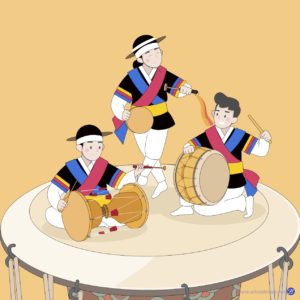 국악 사물놀이 장구 일러스트 다운로드 할 수 있는 ai 벡터 이미지입니다- 어반브러시