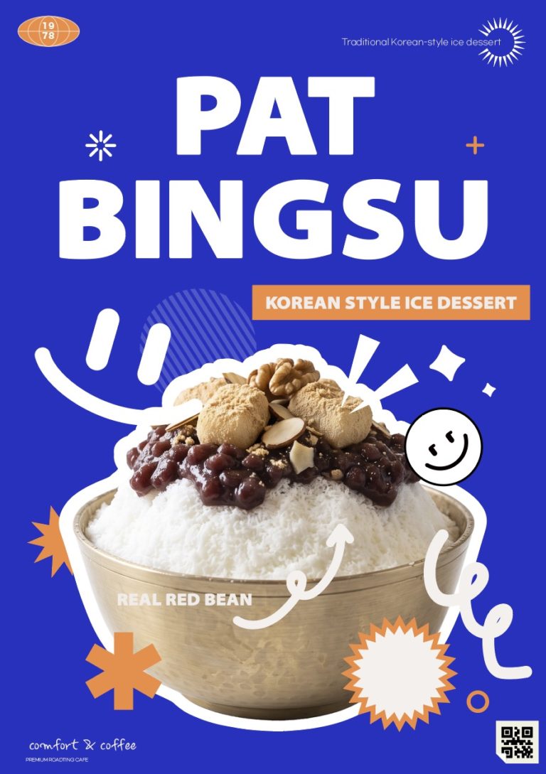 팥빙수 메뉴 포스터 디자인 일러스트 벡터 다운로드