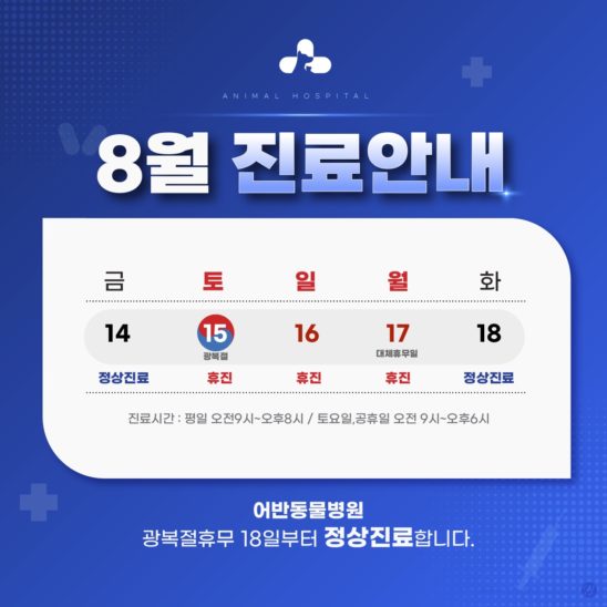 광복절 휴무 휴진안내 카드뉴스 다운로드 할 수 있는 ai 벡터 이미지입니다- 어반브러시