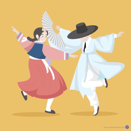 한복 춤 일러스트 벡터 다운로드 할 수 있는 ai 벡터 이미지입니다- 어반브러시