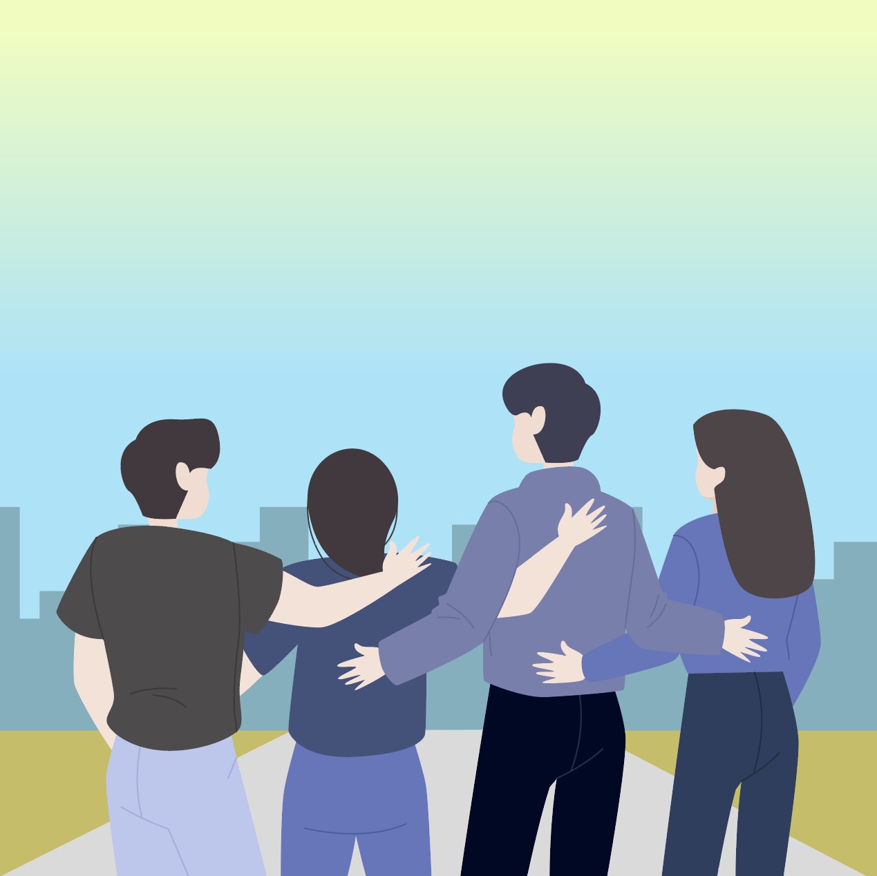 친구 함께 삽화 일러스트 다운로드 할 수 있는 ai 벡터 이미지입니다- 어반브러시
