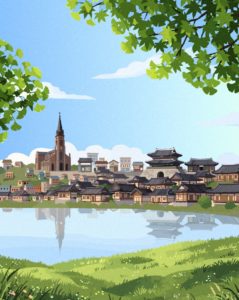 전주 감성 풍경 일러스트 다운로드 할 수 있는 ai 벡터 이미지입니다- 어반브러시