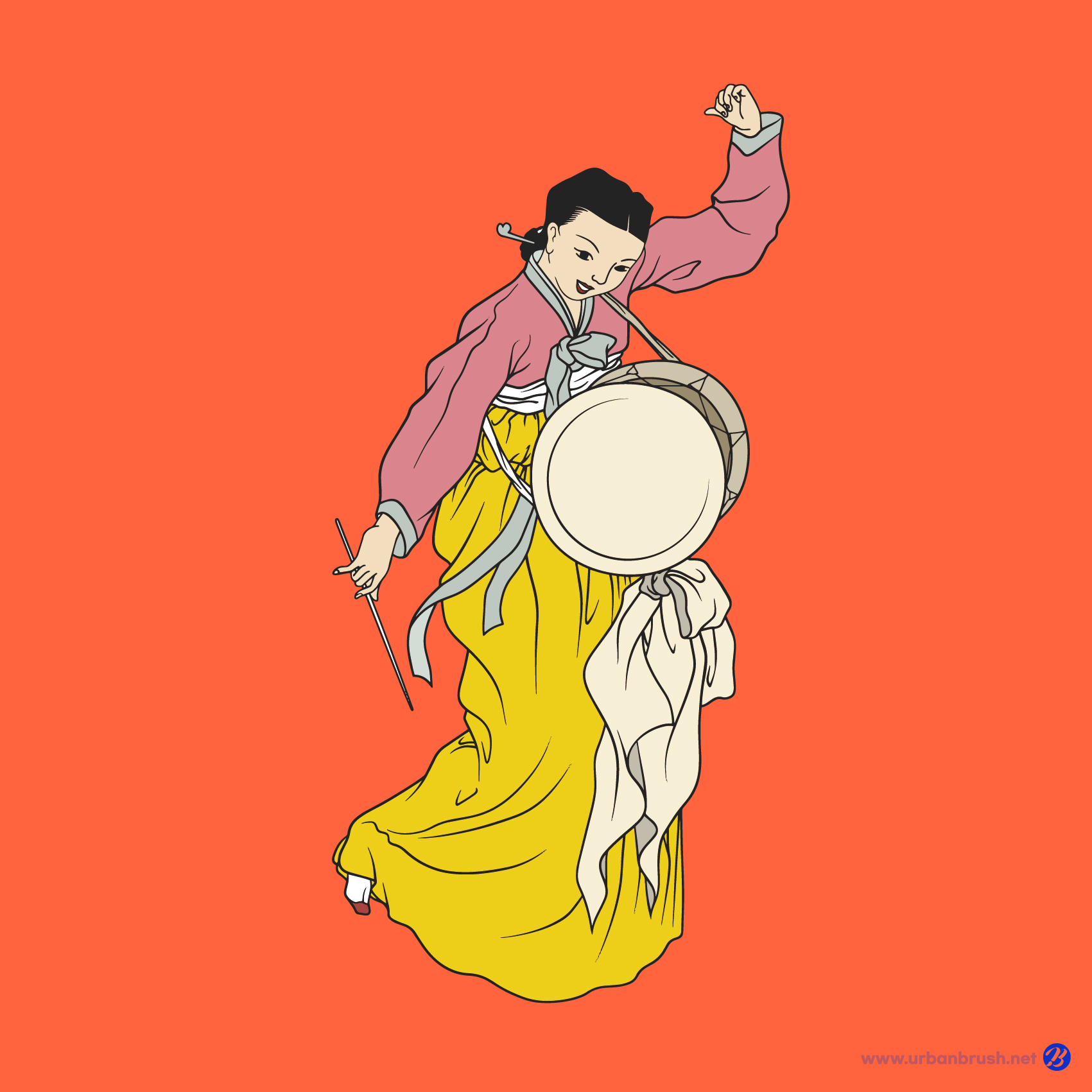 Bukchum Folk Painting Paul Jacoulet Restoration Illustration Vector Download