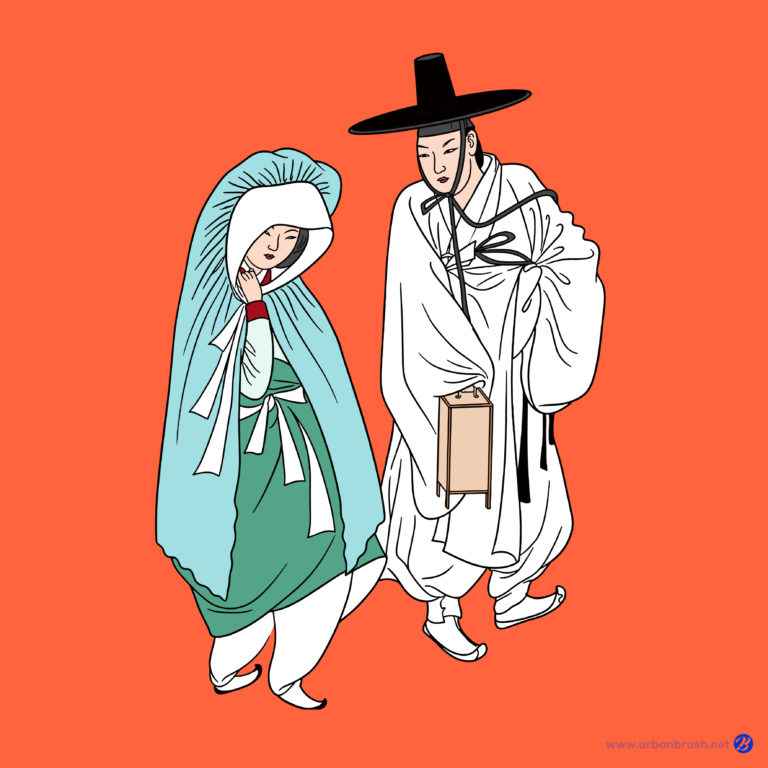월화정인 신윤복 민화 도안 일러스트 벡터 다운로드