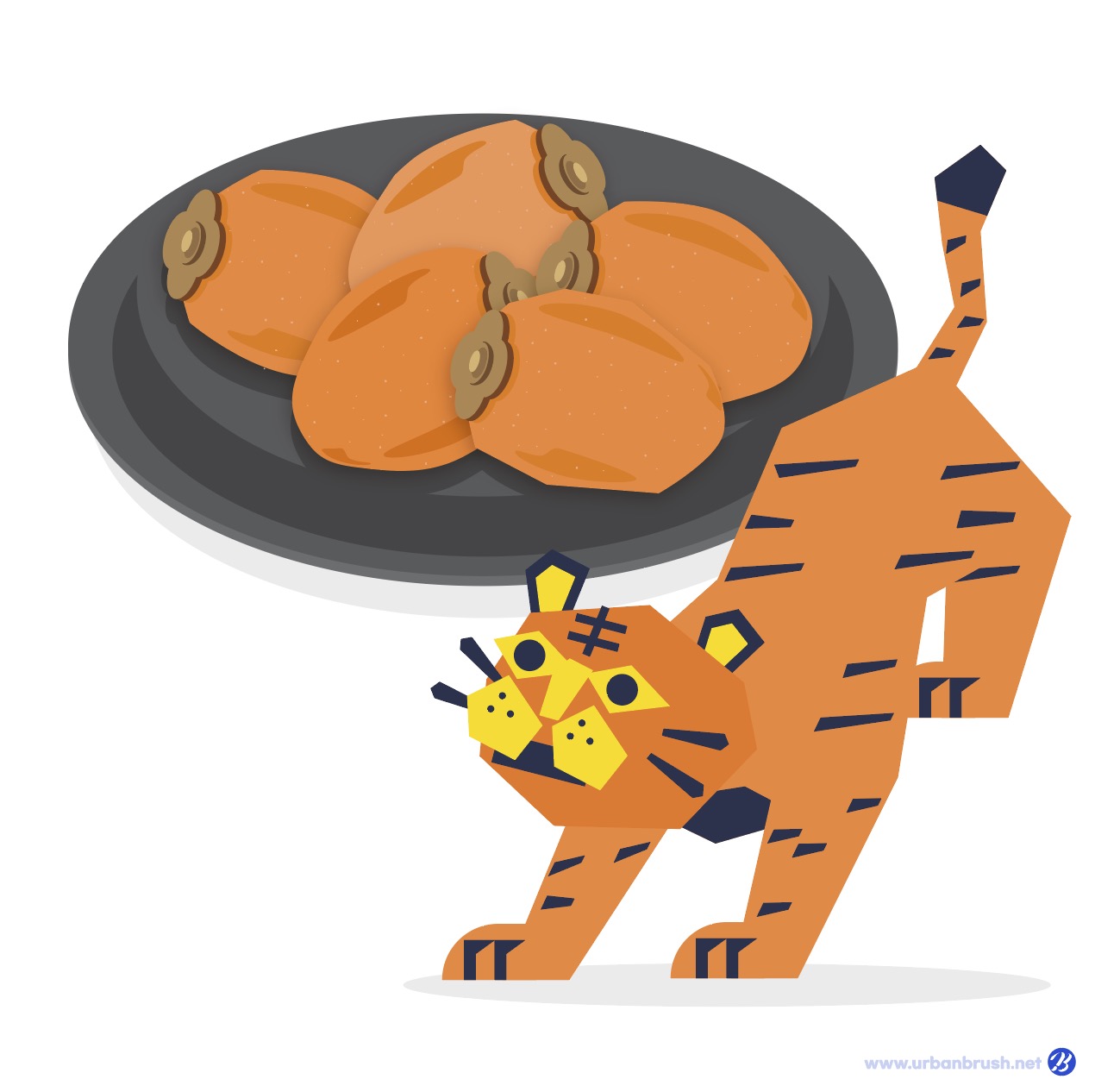 Dried Persimmon and Tiger Illustration Vector Download Guide