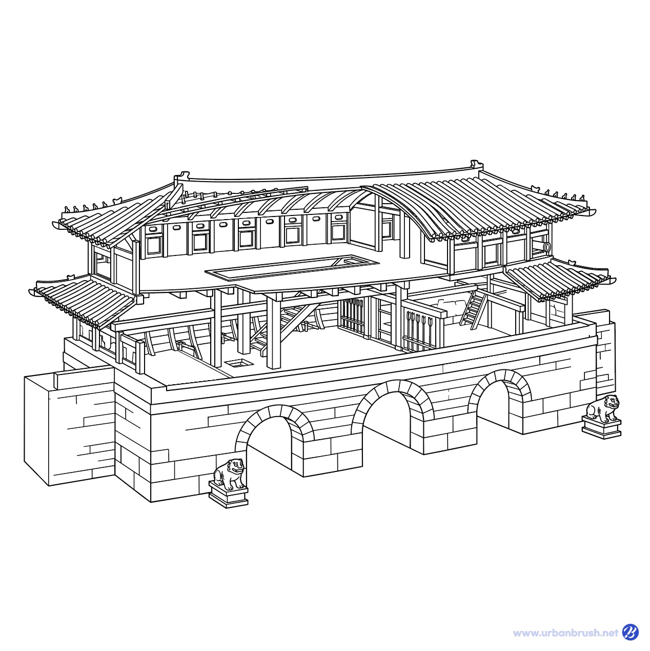 Gwanghwamun Interior Design Illustration Vector Download Guide