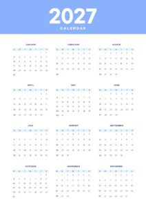2027년 달력 일러스트 벡터 다운로드 할 수 있는 ai 벡터 이미지입니다- 어반브러시