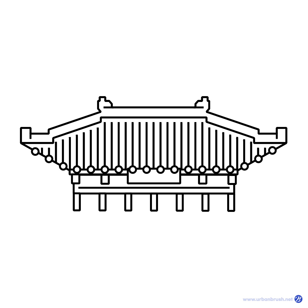 Hanok Roof Line Art Illustration Vector Download